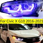 Auto Tuning Headlights for Honda Civic X G10 LED Headlight 20 16-2021 Blue DRL Driving Lights Streamer Turn Signal Front Lamp