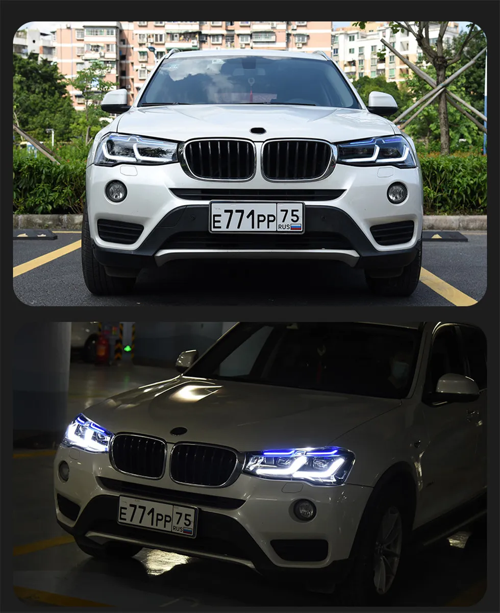Auto Headlight Assembly for BMW X3 F25 Headlights 20 10-20 17 X4 F26 DRL Daytime Signal Auto Headlights