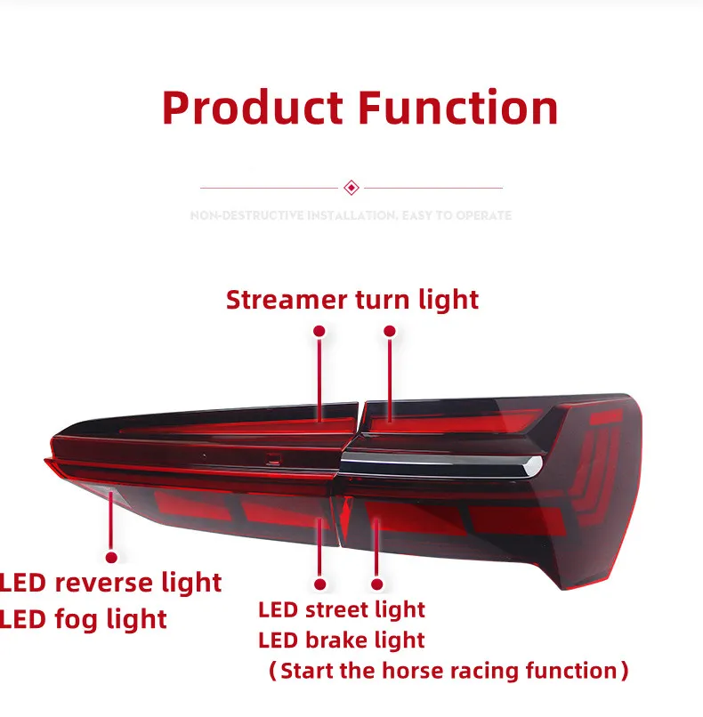 Taillight Assembly for AUDI A6L C8 2019-2024 Modified Horch Version Dynamic Through-type Driving Flow Turning Taillight