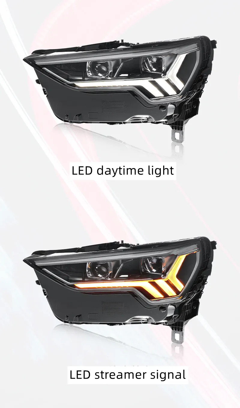 For Audi Q3 20 19-2024 Headlight Assembly Modified High-end LED Daytime Light Flowing Light Steering Dual Lens