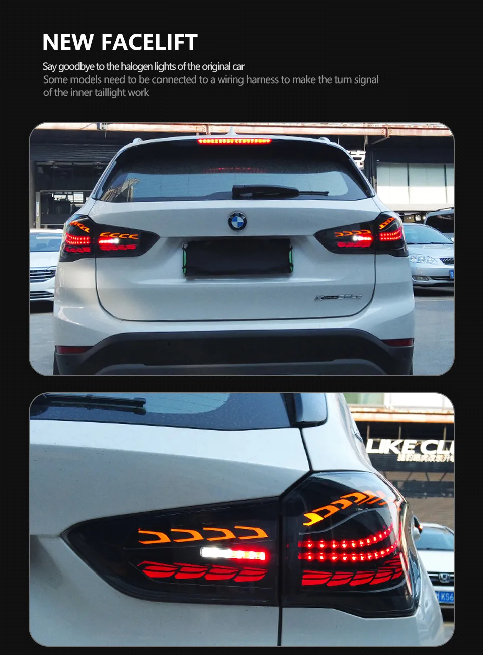 LED Styling Taillight For BMW X1 F48 F49 20 17-20 21 Rear Lamp DRL Dynamic Signal Reverse Dragon Scale Tail Light