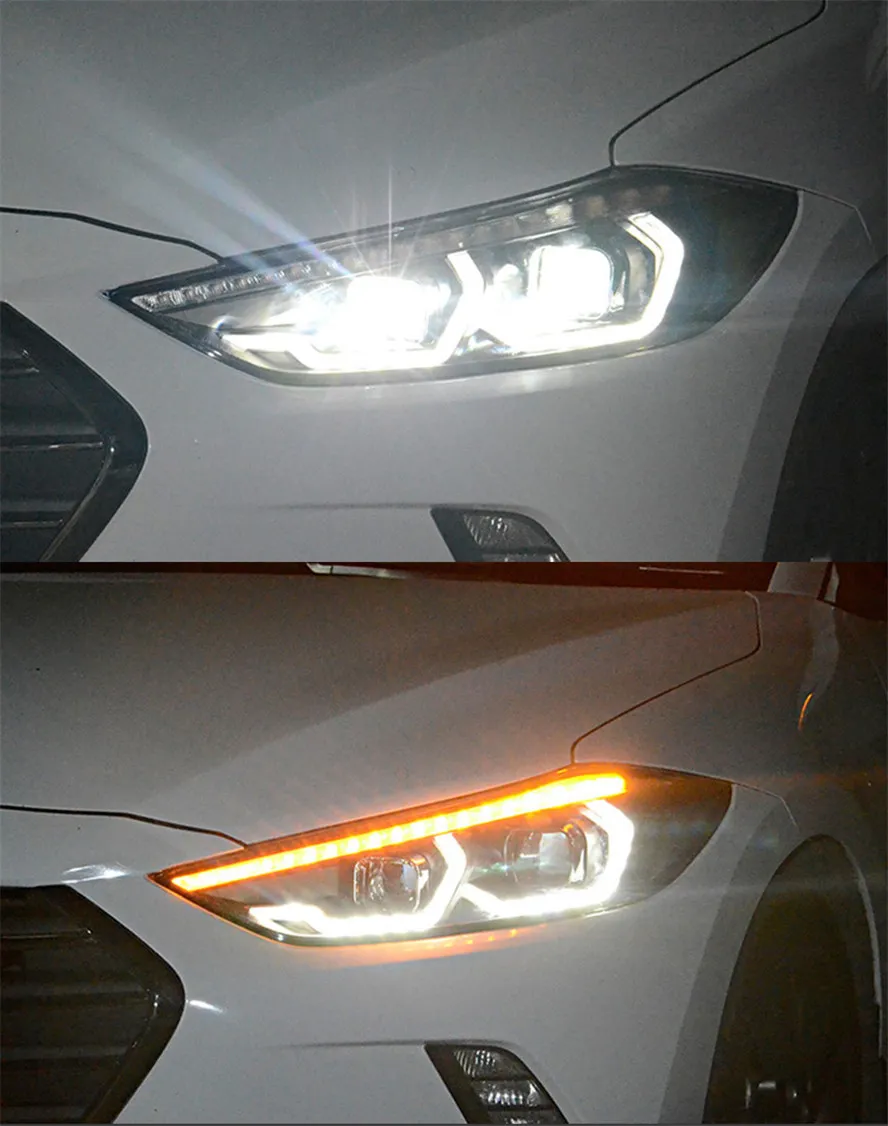 Car LED Headlight Assembly For Elantra Front Headlights Replacement 20 16-20 20 BMW Type DRL Daytime Light
