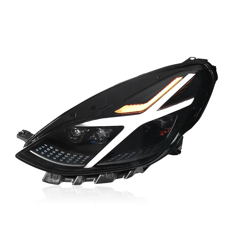 Headlight Assembly For Tesla Model Y 2020-20 24 Modified Police Style Scanning LED Daytime Running Light Lens