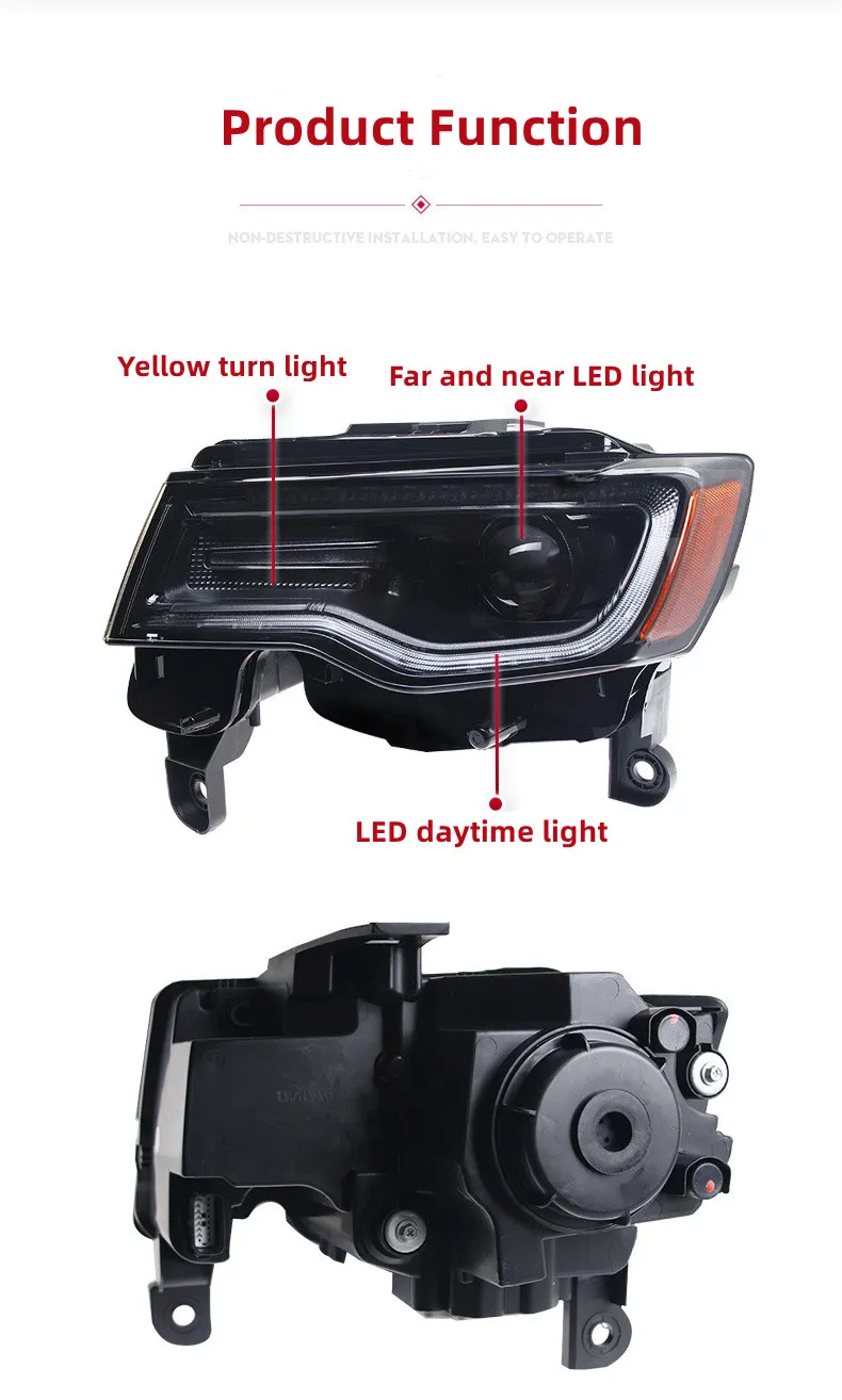 Headlight All LED For Jeep Compass 20 15-20 21 Cherokee LED Daytime Lights Lens Headlights Turn Signal Lights Accessory