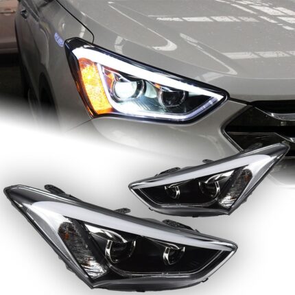 Car Light for Hyundai IX45 Headlights 2013-20 16 New Santa Fe Headlight Assembly Upgrade Signal Lamp Accessories