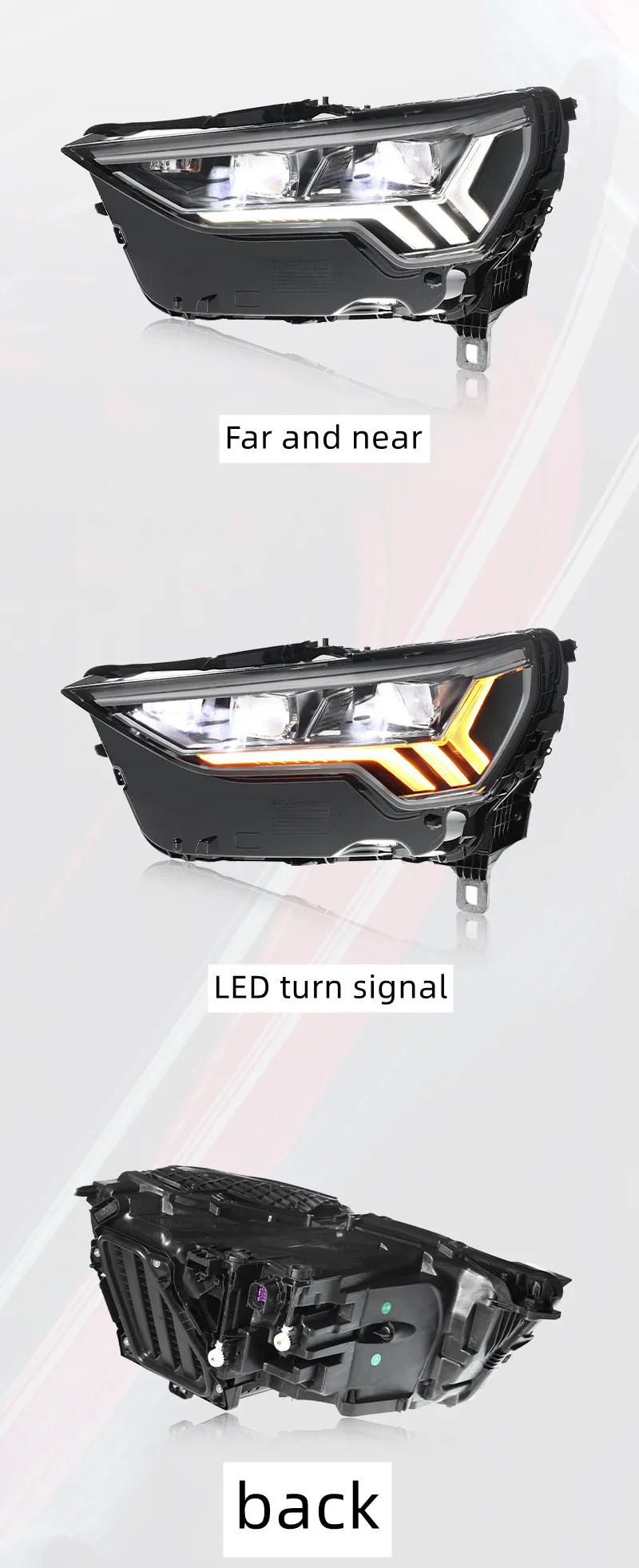 For Audi Q3 20 19-2024 Headlight Assembly Modified High-end LED Daytime Light Flowing Light Steering Dual Lens