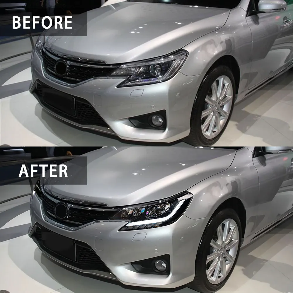 LED Headlights For Cars For Toyota REIZ 20 14-20 17 Upgrade Bifocal Lens Headlight Demon Eye Running Head Lights