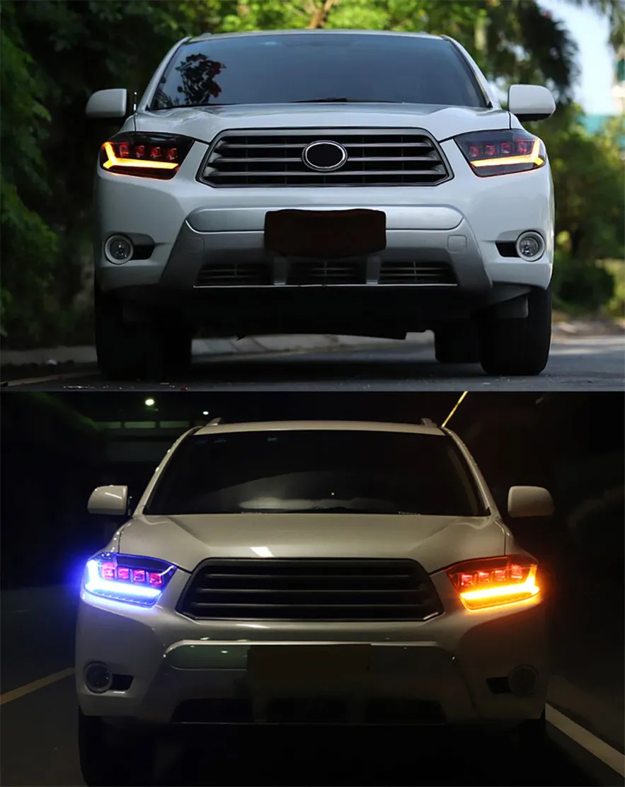 Car Head Lights Parts For Kluger highlander 2009-2011 Front Headlight Replacement DRL Daytime light Projector Facelift