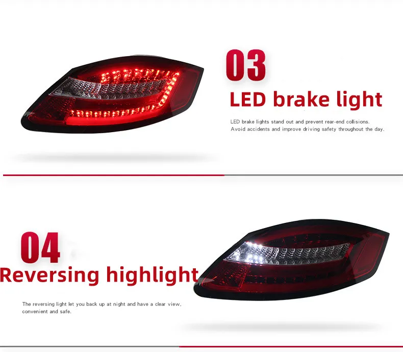 Car Taillights For Porsche Caman 987.1 2004-2011 Taillight Assembly Cayman Modified LED Tail Light Boxster Styling
