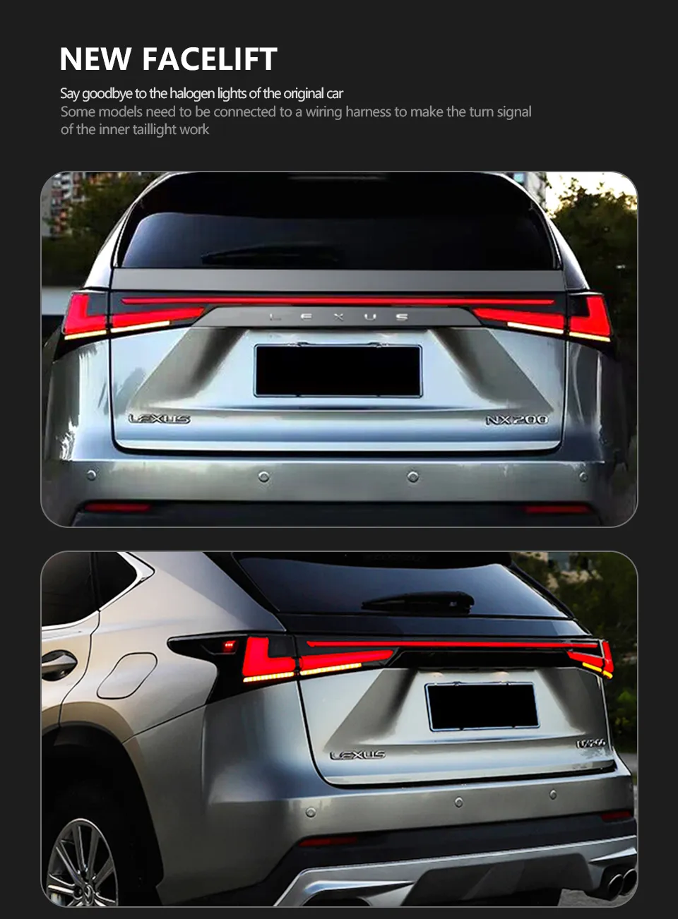 Taillights for Lexus NX200t NX 20 15-20 21 NX300h NX200 DRL Dynamic Turn Signal Rear Reverse Brake Light Tail Light Assembly