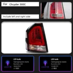 Chrysler 300C 2005-2010 Chrysler 300C Taillight Rear DRL Fog Brake Dynamic Turn Signal Tail Light Assembly - Image 6