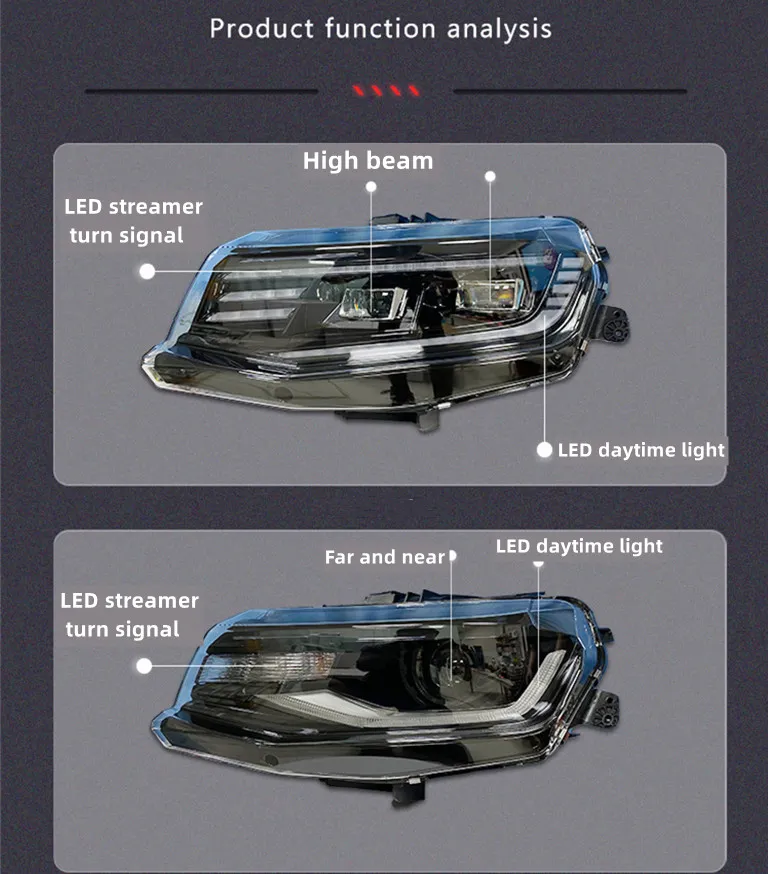 LED Headlight for Camaro 20 16-20 20 LED DRL LED Streamer Turn Signal Light Front Daytime Lights Headlamp