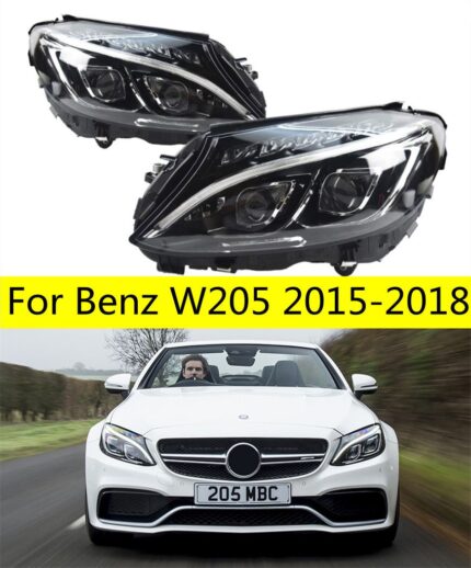 Car HeadLights Part For Benz W205 20 15-20 18 C300 C260 LED Turn Signal Daytime Lights Front Headlights High Beam