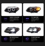 Headlight All LED for BMW X5 E53 2003-2006 Angel Eye LED Lens Daytime Running Light Turn Signal Light - Image 5