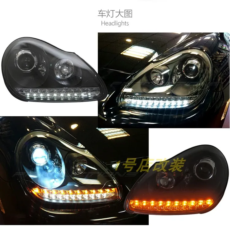 Blue Headlight Bulbs For Porsche Cayenne 2003-2007 All LED Headlights Low And High Beam Daytime Running Lights