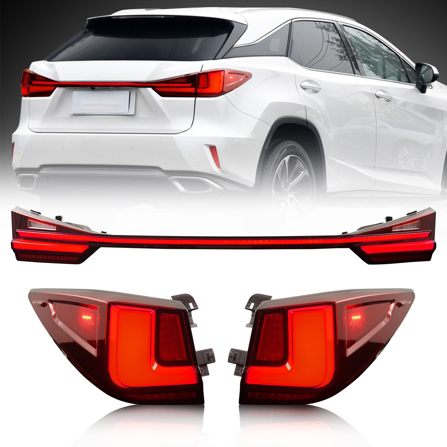 517df612-f8e9-4d8b-aebe-ad34f7169a6b LED Through Taillight For Lexus RX Series 20 16-20 22 Rear Tail Light Dynamic Turn Signal Reverse Brake Indicator - Image 1