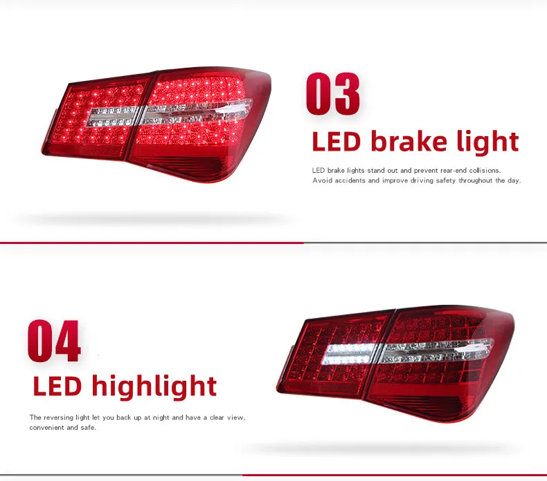 Full LED Tail Lights for Chevrolet Cruze 2009-2014 Modified Mercedes Benz Stylem Taillight Rear Brake Highlight Signal