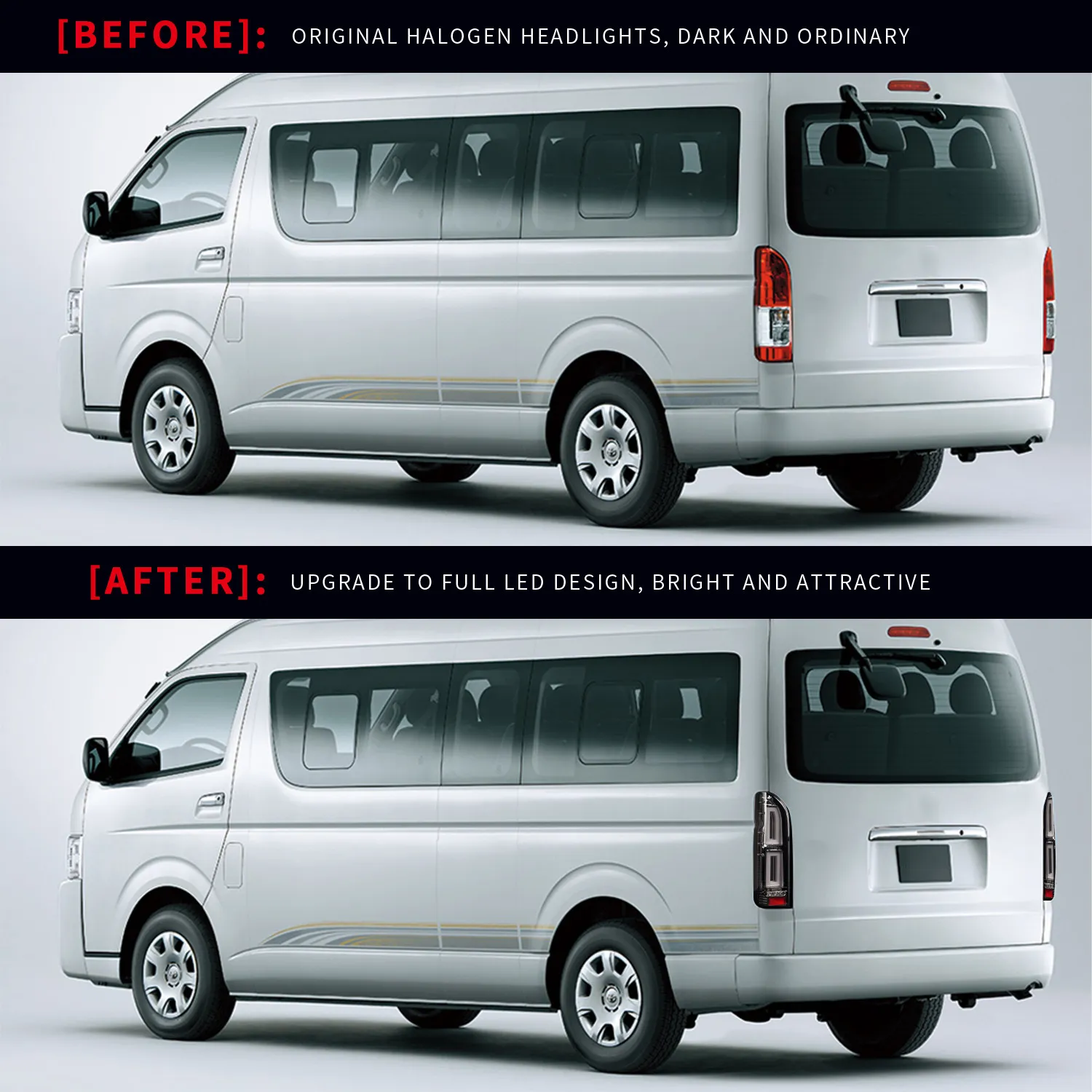 Auto Styling For TOYOTA HIACE 20 05-20 20 LED Lights Assembly Running Light Dynamic Turn Signal Taillights