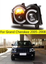 Car Headlights for Grand Cherokee LED Headlight 2005-2008 V2 Projector Head Lights High Beam Angel Eye Turn Signal