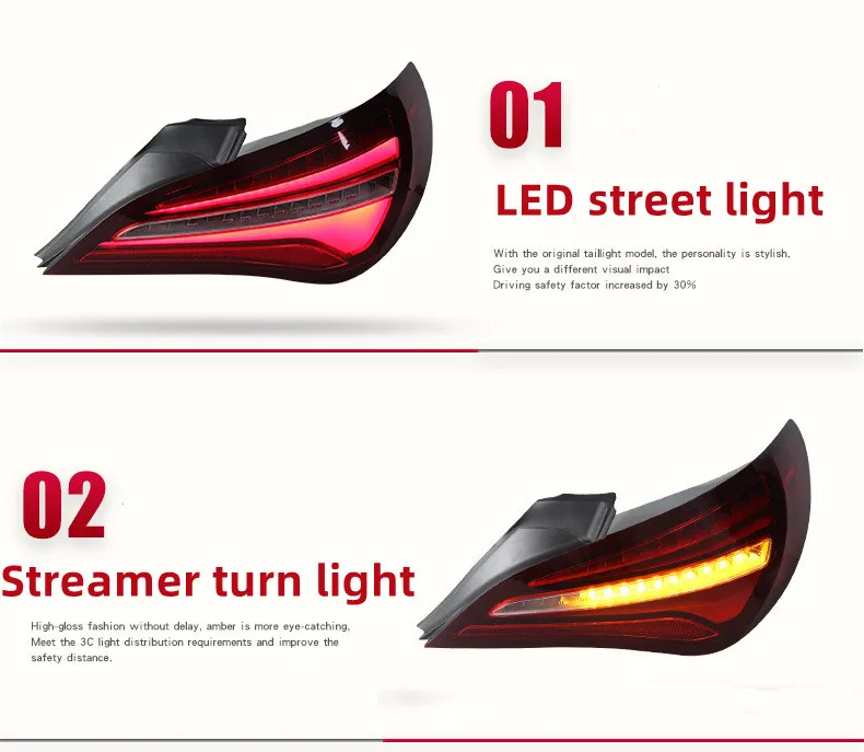 Car Rear Taillights For BENZ CLA 2013-20 19 W117 Taillight Assembly Upgrade High-end LED Light Guide Butterfly Tail Lights