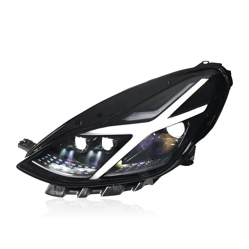 Headlight Assembly For Tesla Model Y 2020-20 24 Modified Police Style Scanning LED Daytime Running Light Lens