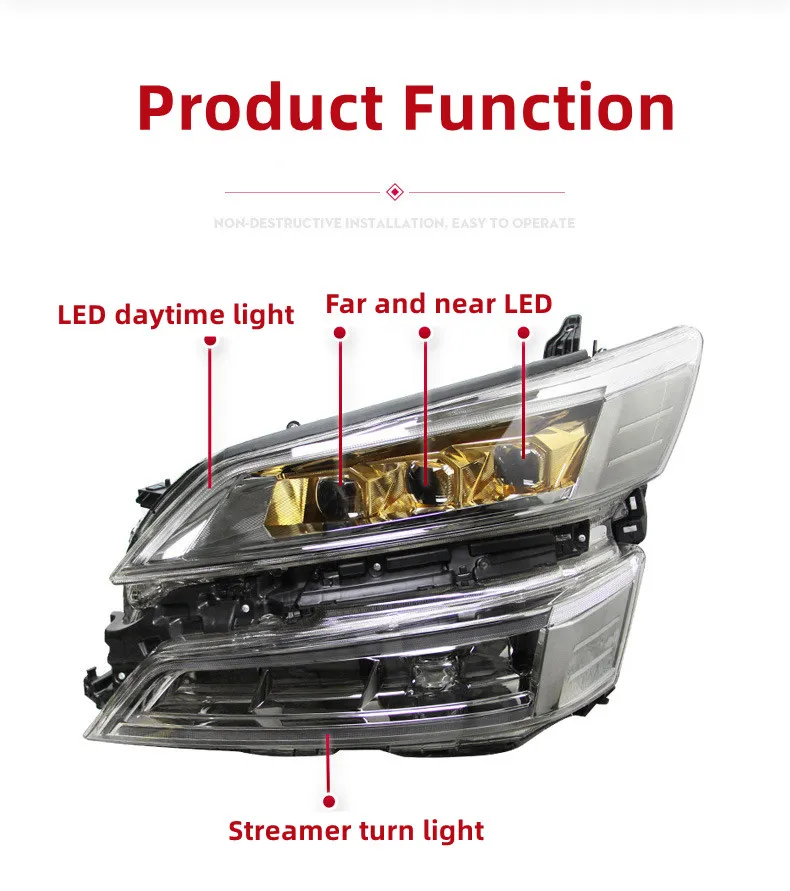 Headlight All LED for Toyota Vellfire 20 18-2023 Head Lamp DRL Dynamic Signal Far And Near Front Headlights