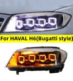 Car Headlights For HAVAL H6 Bugatti Style Steamer Steering Day Running Turning Signal Brake Head Lamps Assembly