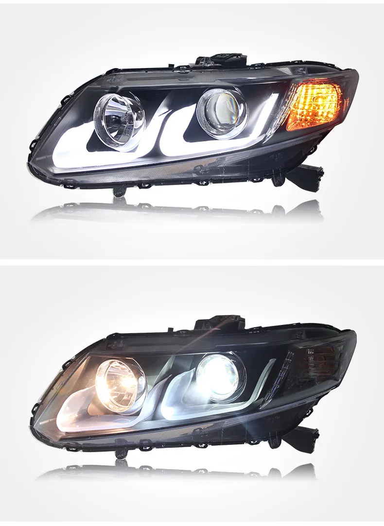 Car Lights For Honda CIVIC G9 Headlights Assembly 2012-20 15 G9.5 LED Daytime Running Light Lens Xenon Headlights