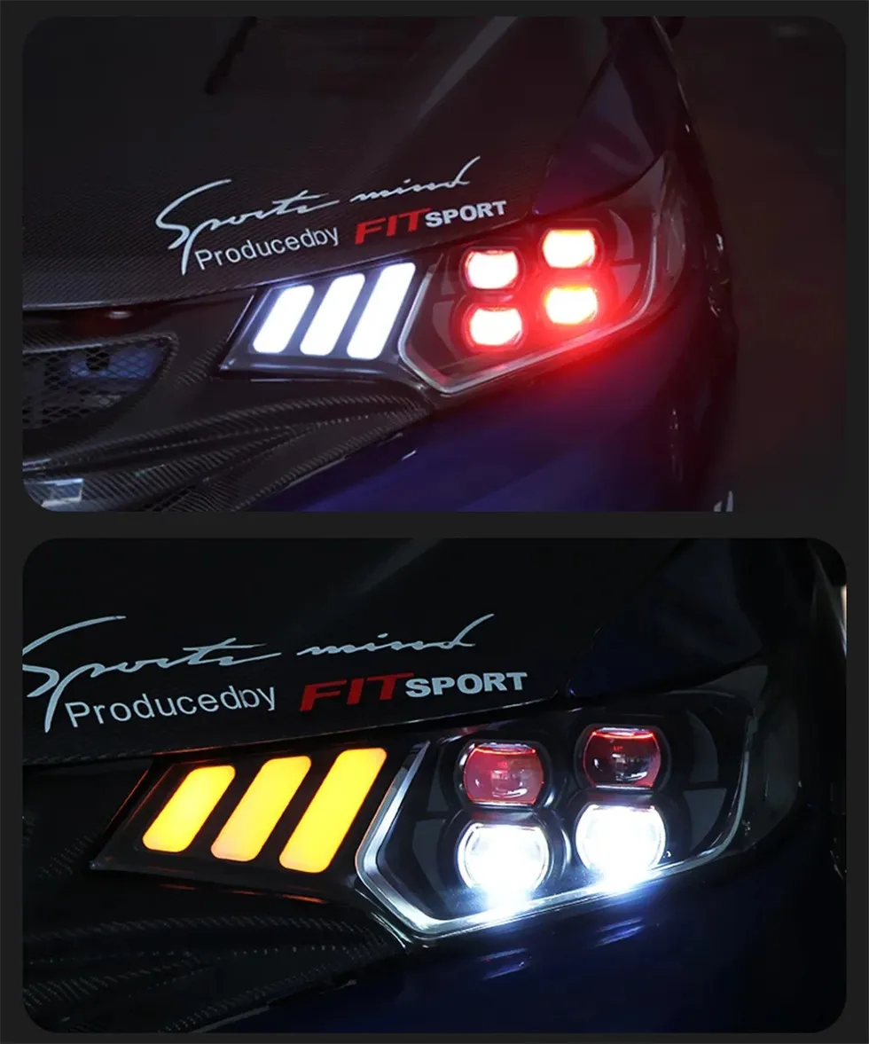 Car Headlights For Honda Fit GK5 Headlights Jazz 14-20 Mustang Styling LED Daytime Lights Dual Projector DRL Front Lamp