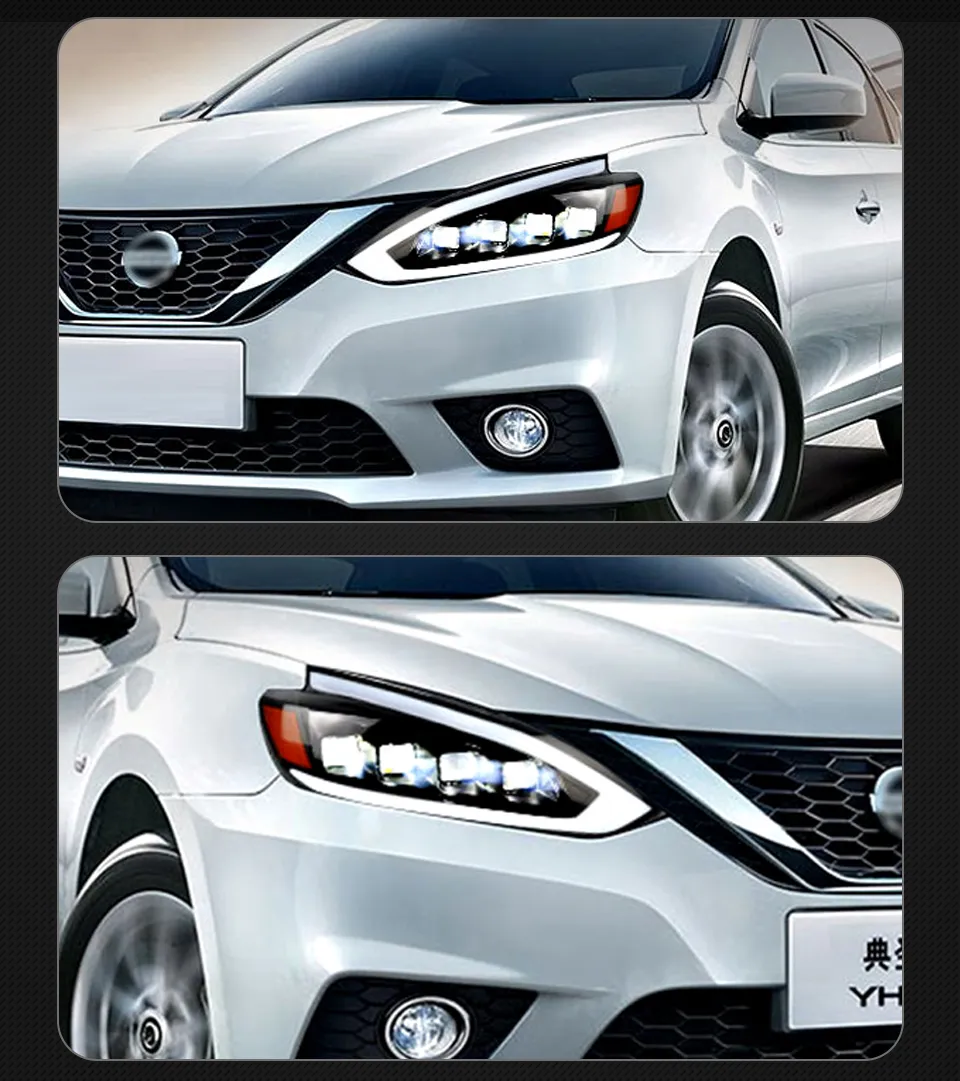 For Nissan Sylphy Sentra 20 16-20 19 DRL Angel Eye Dynamic Design Turn Signal Light Front Lamp Assembly