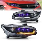 Headlight Assembly For HONDA CIVIC 10th 20 16-20 21 LED Running Lights Upgrade Dual Lens Star Diamond Style Headlights