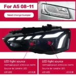Car Lights for Audi A5 LED Headlight Projector Lens 20 08-20 16 Animation DRL Dynamic Signal Reverese Automotive Accessories - Image 7
