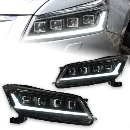 LED Headlight for Accord 2008-2012 Dynamic Signal LED DRL Hid Head Lamp Angel Eye 4 lens Headlights