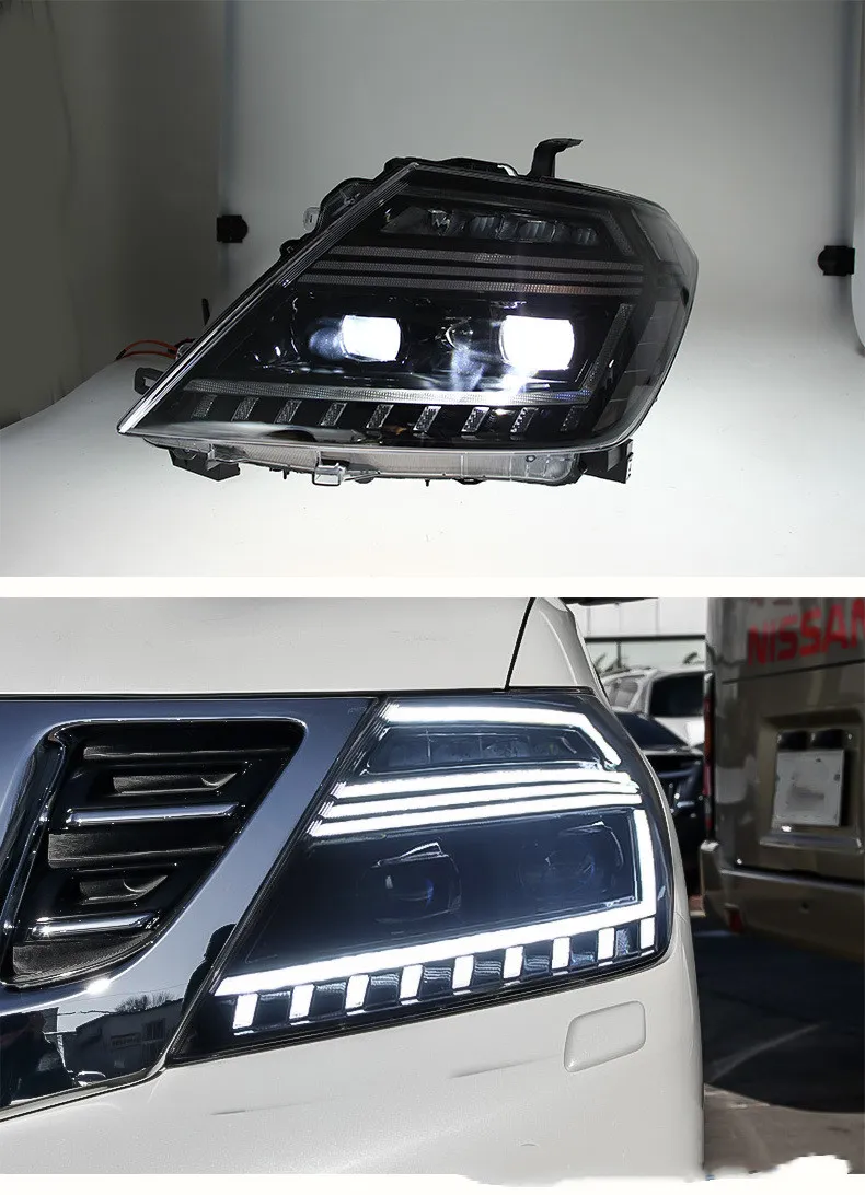 Full LED Headlights Assembly For Nissan Patrol Y62 20 12-20 19 LED Lens Driving Lights High Low Beam Front Lamp