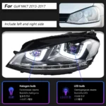 Car Light Assembly for VW Golf 7 MK7 20 13-20 17 Double U LED Upgrade Headlight DRL Dynamic Signal Head Lamps - Image 7