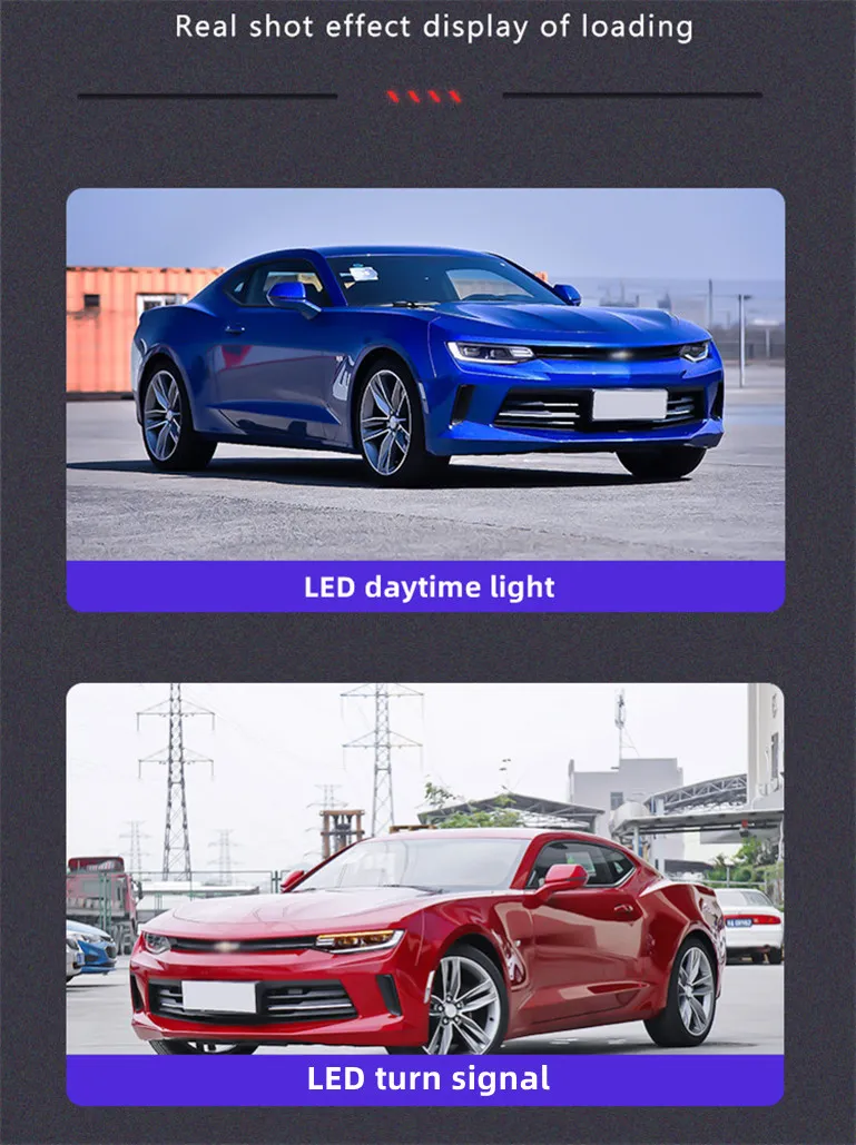 LED Headlight for Camaro 20 16-20 20 LED DRL LED Streamer Turn Signal Light Front Daytime Lights Headlamp