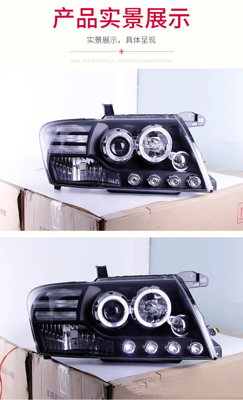 Car Front Headlights For Mitsubishi PAJERO V73 LED Angel Eye Dayltime Lights Highlght Dual Lens Xenon Lamp