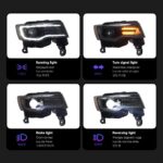 car light parts for Grand Cherokee LED Headlight 2011-20 16 Compass DRL Turn Signal High Beam Angel Eye headlights - Image 5