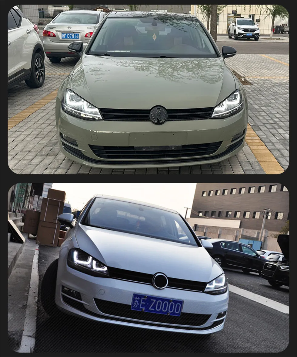 Car Light Assembly for VW Golf 7 MK7 20 13-20 17 Double U LED Upgrade Headlight DRL Dynamic Signal Head Lamps
