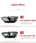 LED Headlights For Ford Mustang 20 15-20 17 LED Daytime Lights Front Lamp LED Headlight Turn Signal Light - Image 3