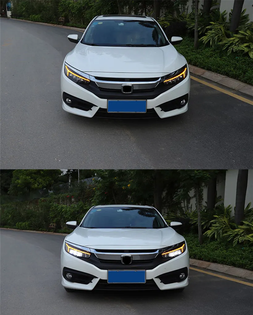 Auto Car Head Light Parts For Honda Civic X G10 Modified LED Lamps Headlights DRL Dual Projector Facelift