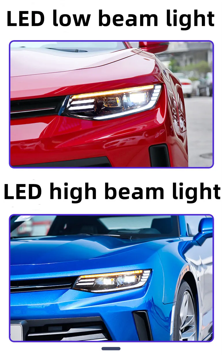 LED Headlight for Camaro 20 16-20 20 LED DRL LED Streamer Turn Signal Light Front Daytime Lights Headlamp
