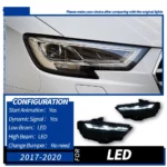 Headlight Assembly For Audi A3 Headlights 20 17-20 21 8V upgrade RS3 LED Headlight DRL Daytime Lights - Image 7