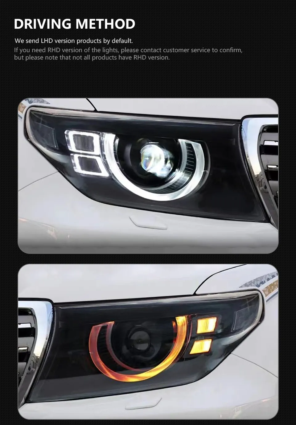 Car Headlight for Toyota Land Cruiser 2007-20 15 LC200 Headlight Assembly Light Turn Signal LED Car Head Lamp