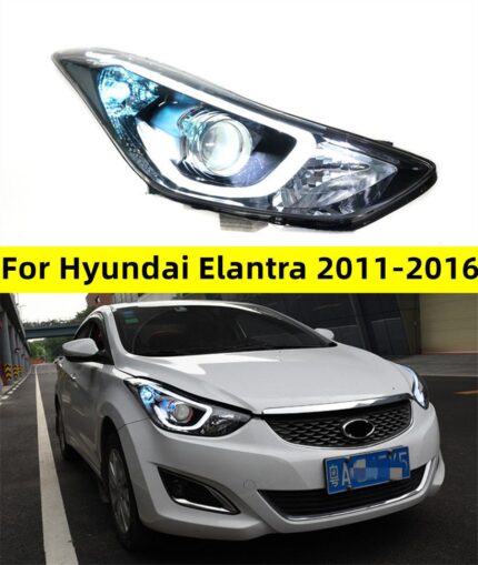 Headlight Assembly For Hyundai Elantra 20 11-20 16 LED Headlamp Turn Signal High Beam Angel Eye Lights