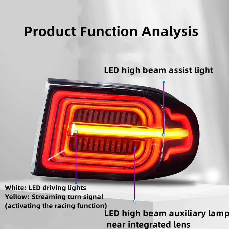 Auto Rear Lamp For Toyota FJ Cruiser LED Taillight 20 07-20 20 LED Assembly Brake Lights Streamer Signal Highlight