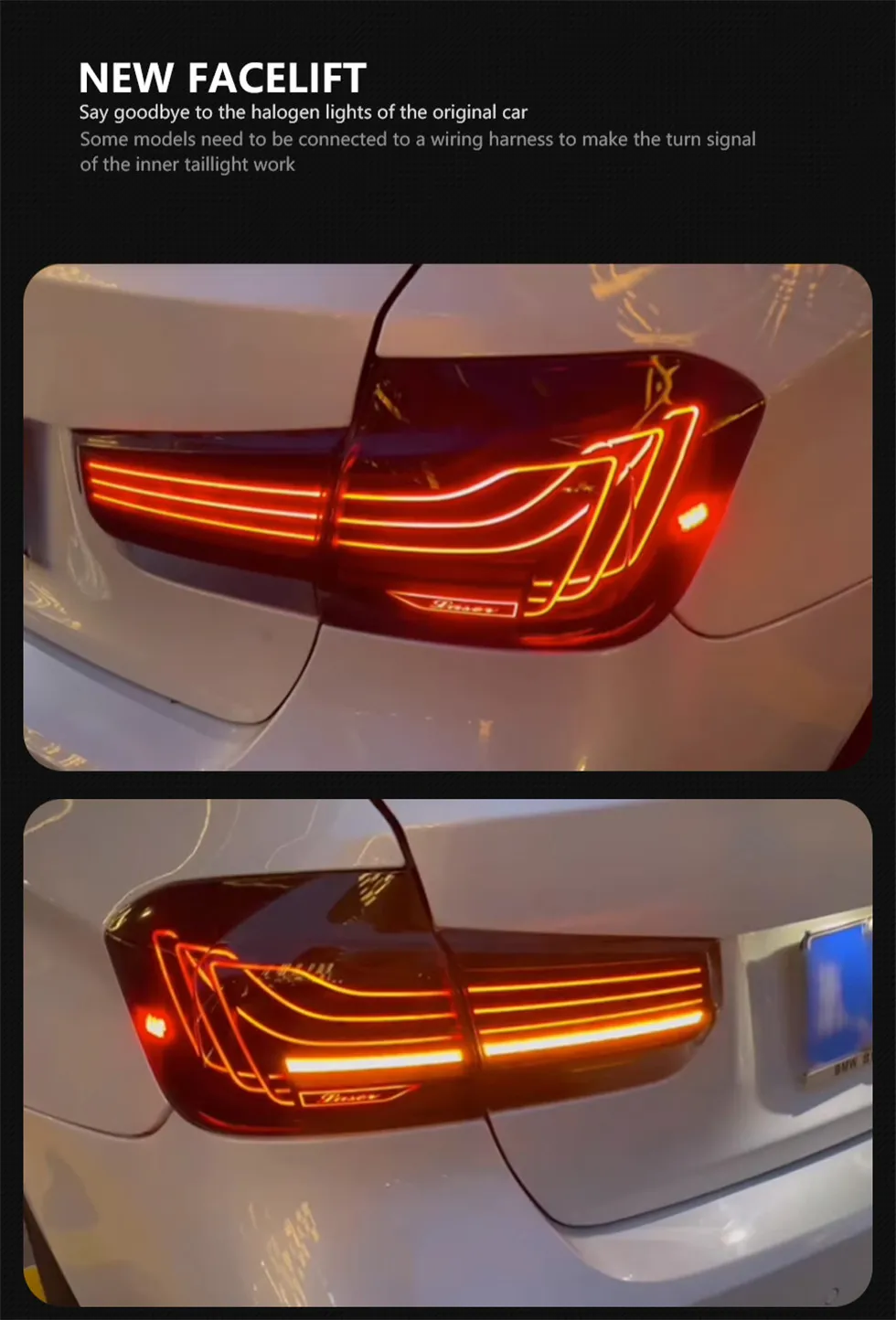 For BMW F30 2013-20 18 F35 F80 3D Rear Lamp 318i 320i 325i 330i 335 LED Rear Lights Turn Signal Light Reversing Brake Fog Lamp