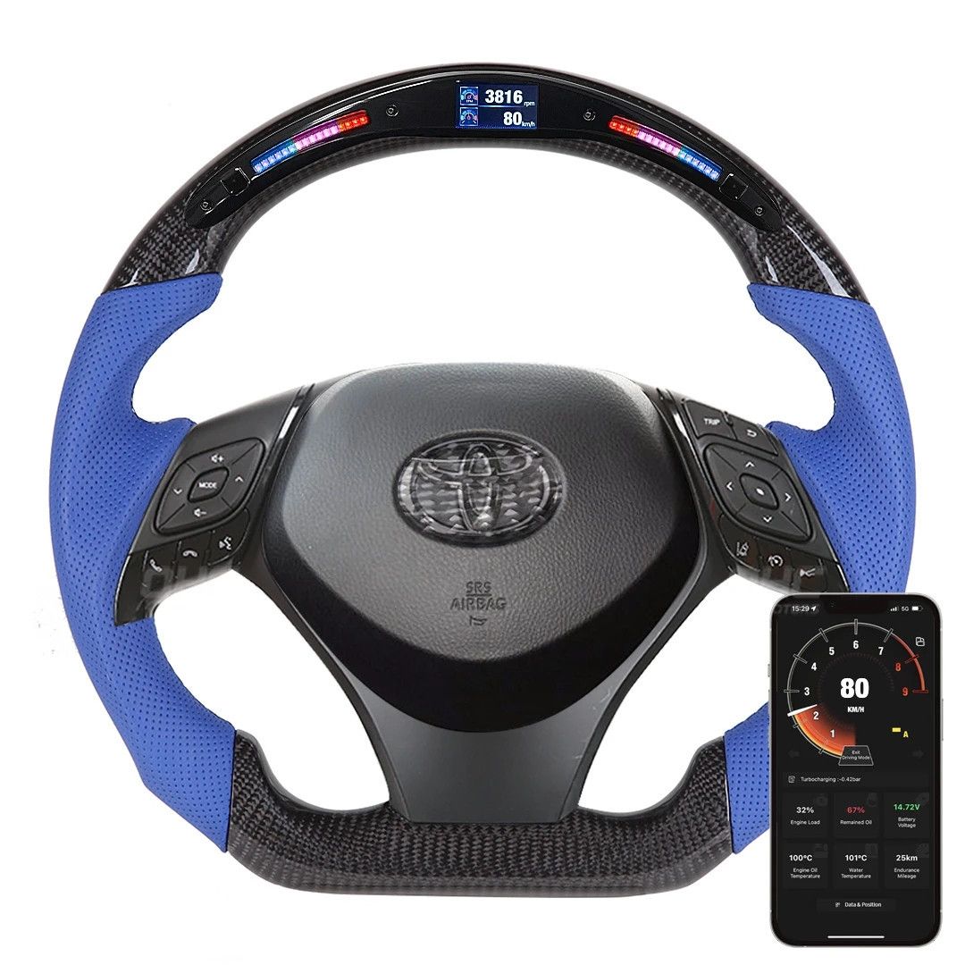 8cb9ff0f-5c91-4173-b3eb-9263d21b32dd Steering Auto Racing Wheels for Toyota CHR Carbon Fiber Material LED Display Steering Wheel - Image 1