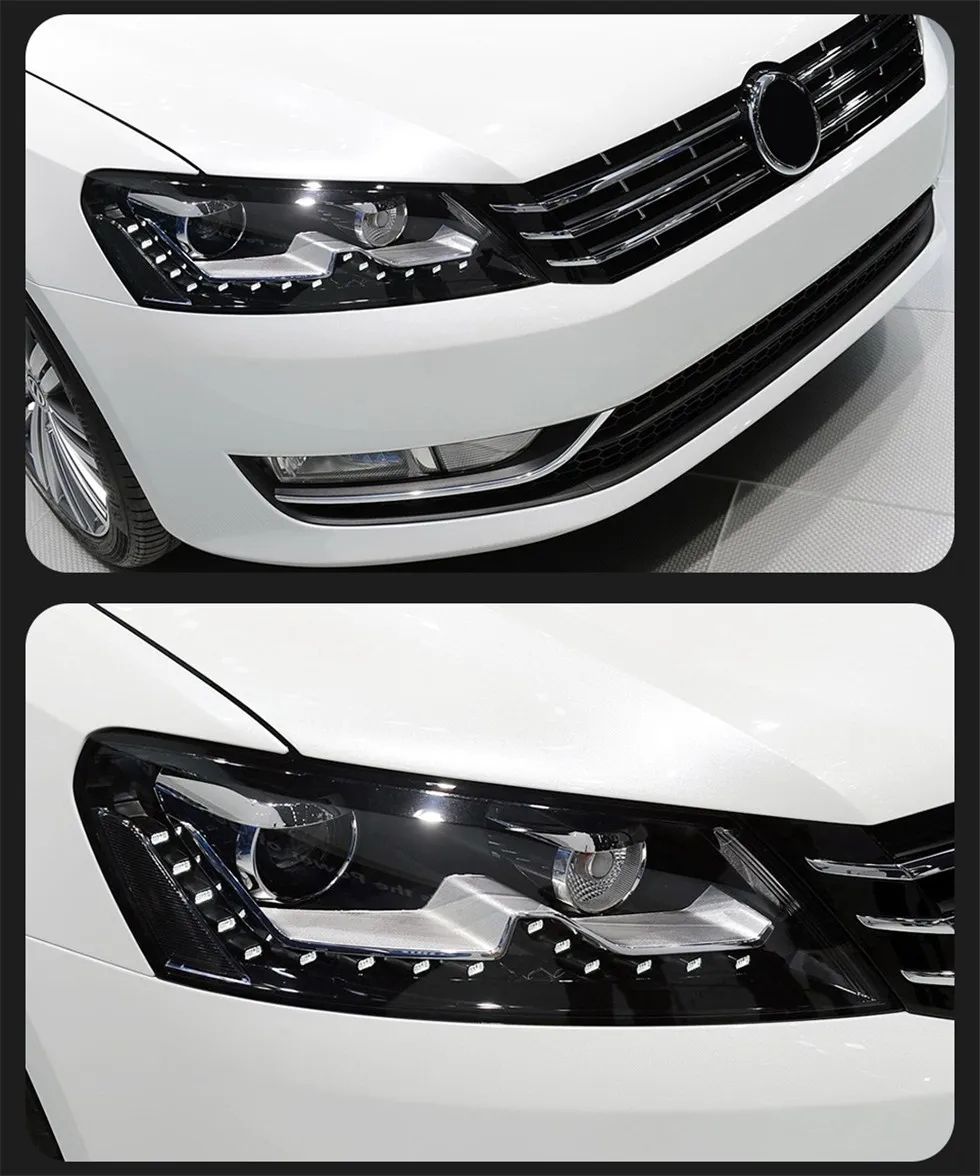 Car Lights Assembly For VW Passat B7 Headlights 2011-20 15 DRL Styling Angel Eye LED Daytime Lights Signal Lamp
