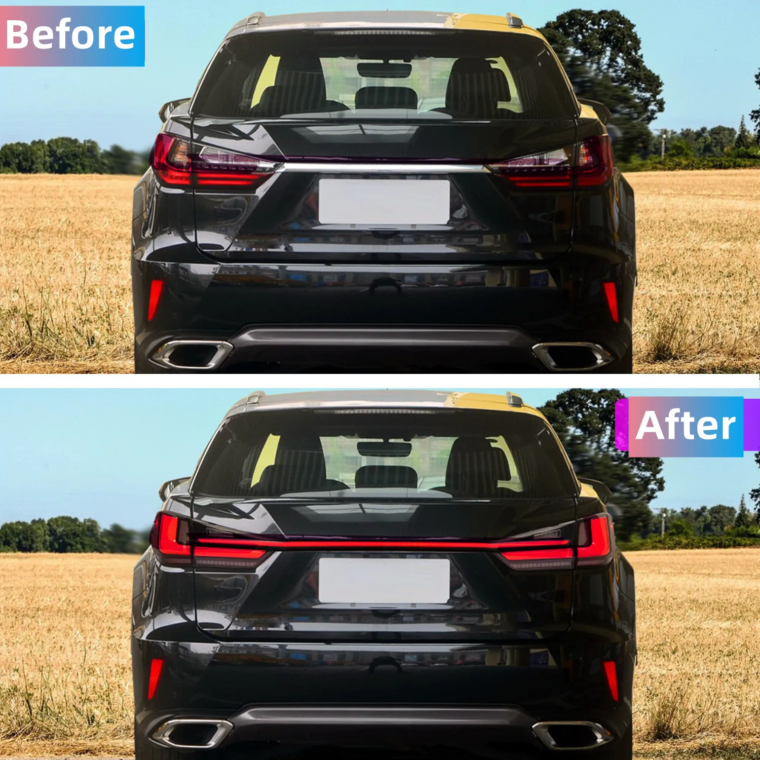 LED Through Taillight For Lexus RX Series 20 16-20 22 Rear Tail Light Dynamic Turn Signal Reverse Brake Indicator